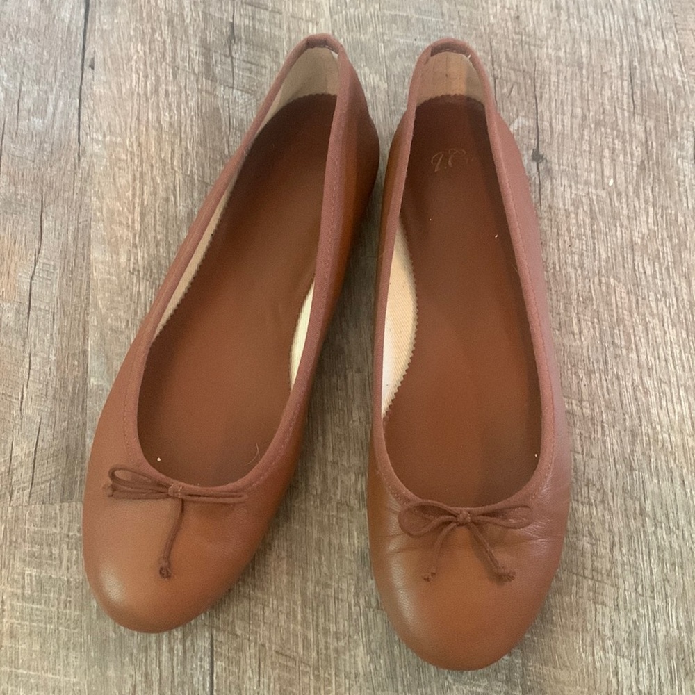 cottagecore leather brown jcrew ballet flats